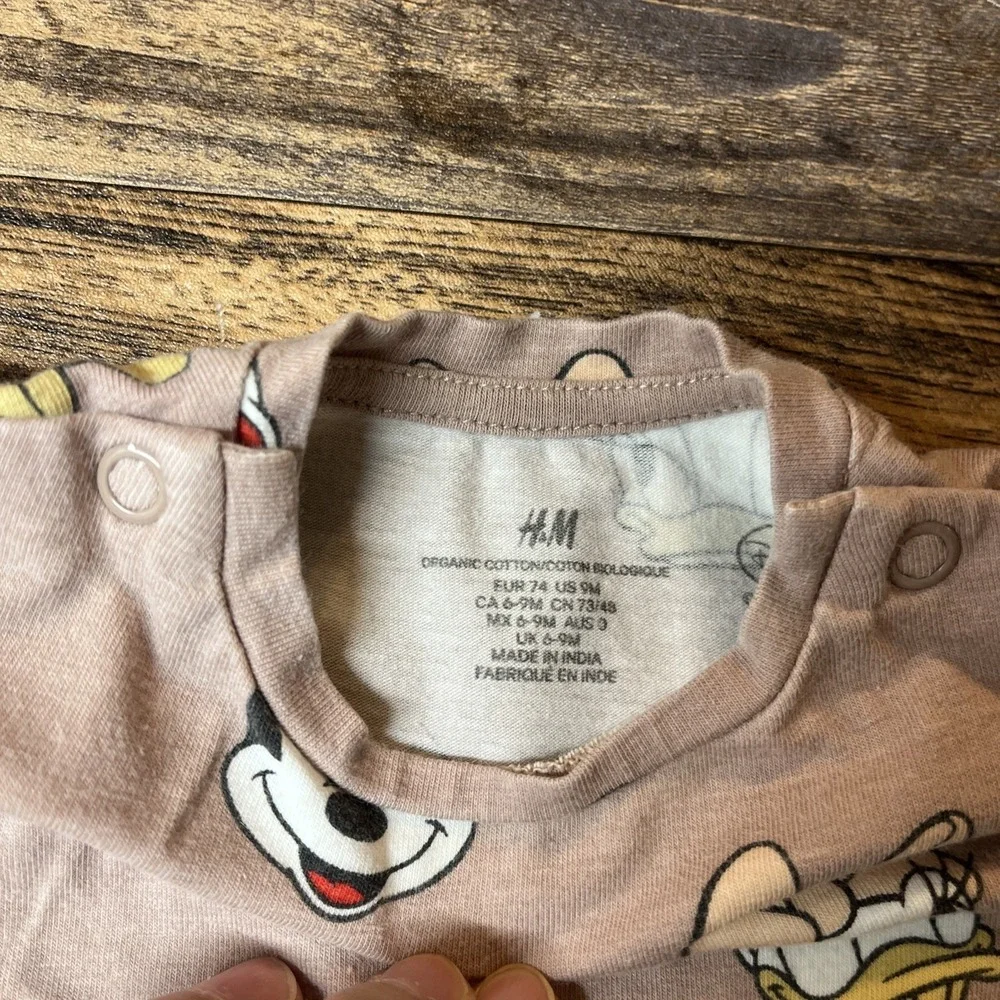 H&M Disney Minnie Mouse Daisy Outfit Baby‎ Girl 9m Brown Organic Cotton